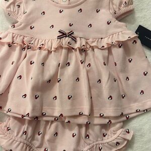 Tommy Hilfiger Light Pink Ruffle Dress & Bloomer Set with Signature Bow